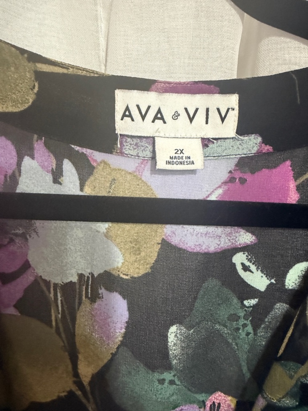 Ava & Viv Black Floral Maxi Dress with Pink, Yellow, Green Accents - Picture 3 of 3